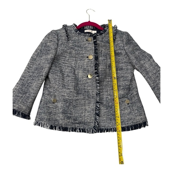 Tory Burch Cream Blue Tweed Jacket Cropped size 0 - Picture 11 of 14
